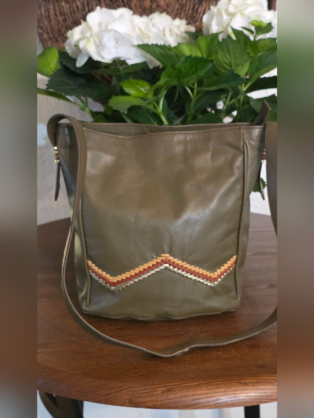 O'Neil Company** Vintage, Made In Italy** Olive Green Leather Shoulder Bag